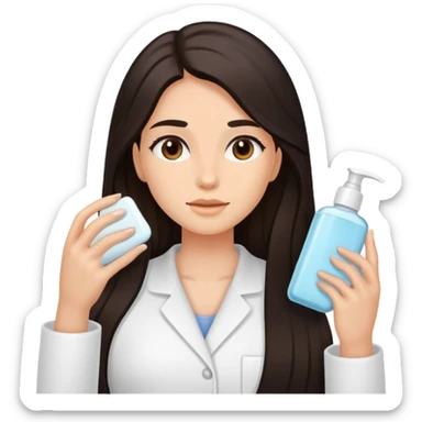 Girl with dark long hair doing skincare sticker