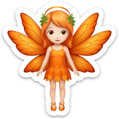 full body of little orange fairy sticker