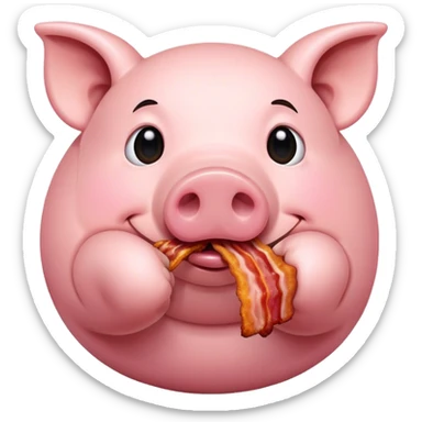 Pig eating bacon sticker