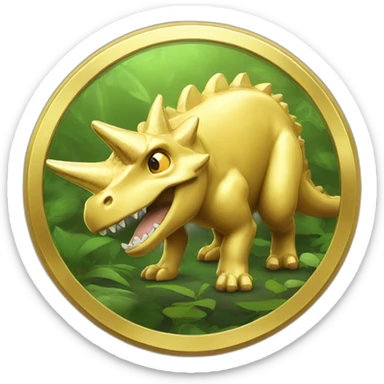 golden coin with dinisaur inside hd sticker