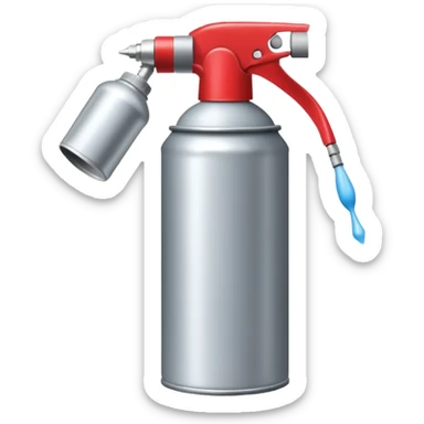 a can of hairspray spraying out sticker