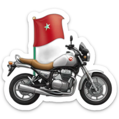 une moto avec le drapeau du Maroc derrière sticker
