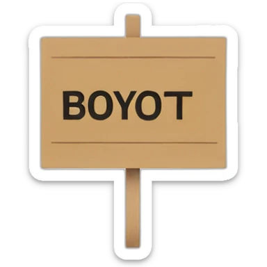 Placard with boycott written on it sticker