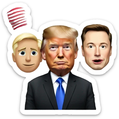 Elon Musk with Donald trump and an American flag sticker