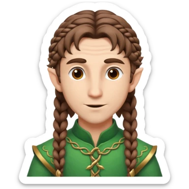 elves with braided brown  hair man sticker
