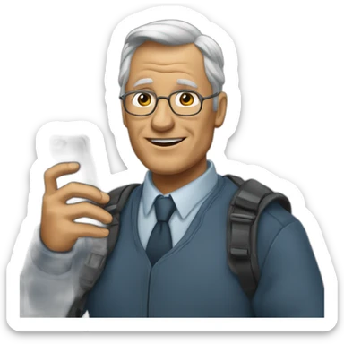 Un chauve tenant son téléphone sticker