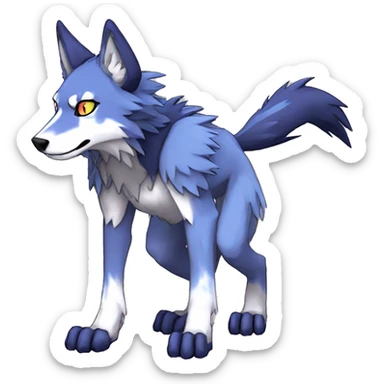  Cool Edgy Colorful AnthrocDigimon-Fakemon-Wolf with edgy markings full body sticker