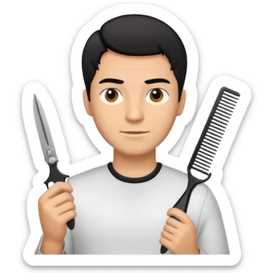 Man holding clippers and comb sticker