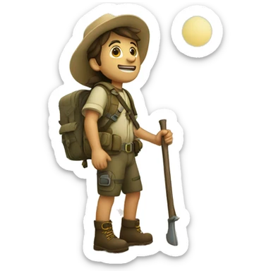 explorador caminando con una pala sticker