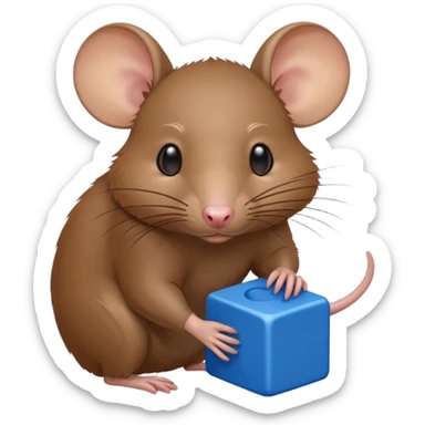 raton comiendo bloque azul sticker