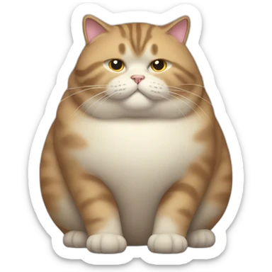 Huge overweight fat obese fluffy cat sticker