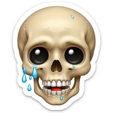 Skull crying loudly and a lot with lots of tears sticker