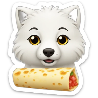 Arctic fox eating a cheese burrito sticker