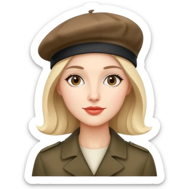 Parisian woman wearing a beret hat sticker