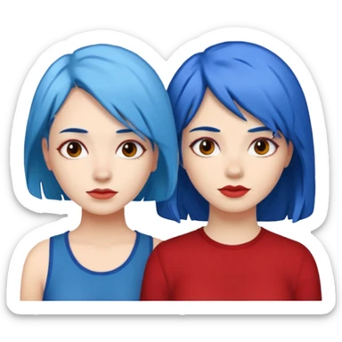 👭one having blue hair and one having red hair sticker