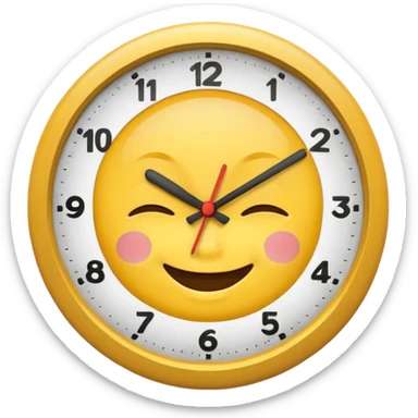 a clock emoji laughing with it’s eyes closed sticker