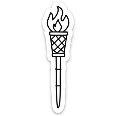 hand-drawn outline style bamboo torch icon sticker