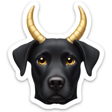 Black Labrador with Loki horns sticker