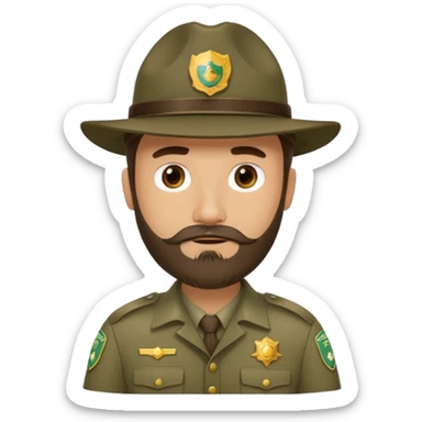 Male Park Ranger with beard  sticker