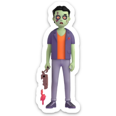 boy zombie with black hair, emo style sticker