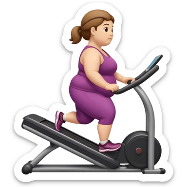 Fat woman on stairmaster sticker