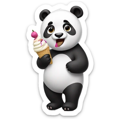 Panda eating ice cream sticker