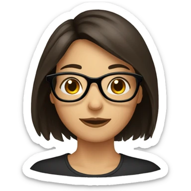 Fille brune avec lunettes noir sticker