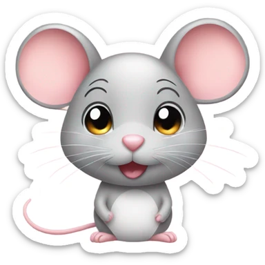 Cute mouse with glitter hearts sticker