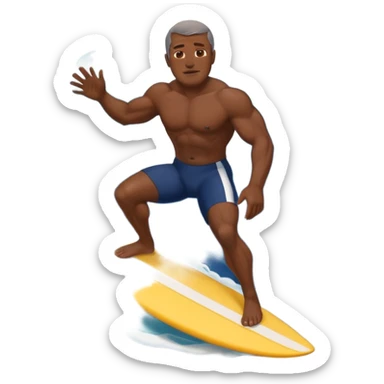 Dark muscular 50 year old man riding a big wave sticker
