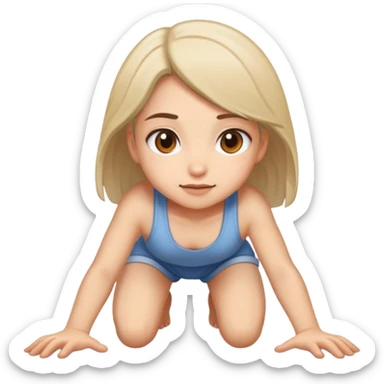 Girl crawling on the ground sticker