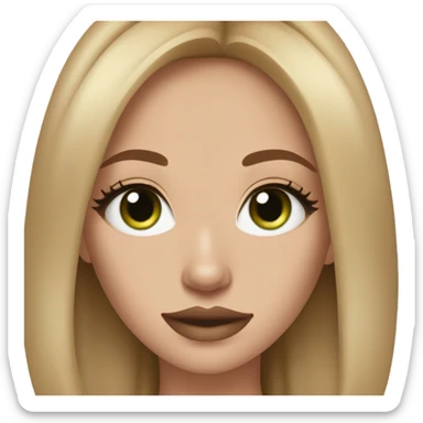 create a makeup artist girl with green eyes, light skin, oval nude nails , social media girl, with brunette medium hair sticker