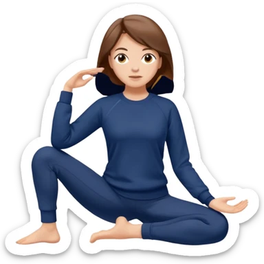 ADHD girl with brown hair in navy sweatshirt and yoga pants sticker