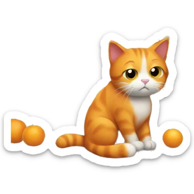 An orange cat sad putting items on a shelf in a grocery store sticker