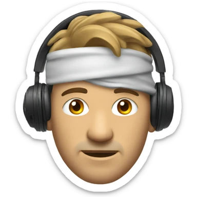 A man with wolf cut wiring headphones  sticker