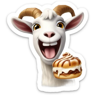 Goat eating cinnamon roll sticker