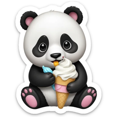 Panda con un helado sticker