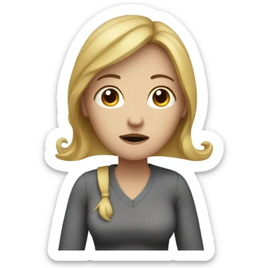 white woman with stomach ache sticker