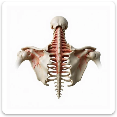 realistic winged scapula pathology, isolated on white background, with anatomical labels indicating pathology and involved structures sticker