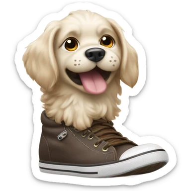 Dog pooping in a shoe sticker