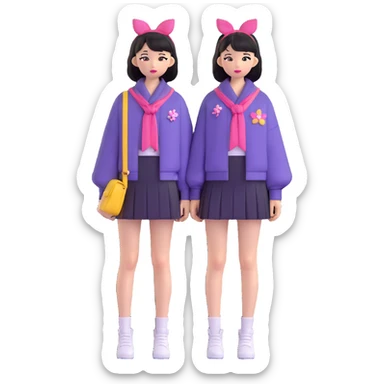 Japanese fashion model in harajuku style outfit sticker