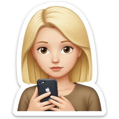 white girl with blonde hair looking at phone  sticker