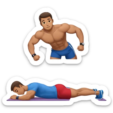 guy workout abs shirt on and plank sticker