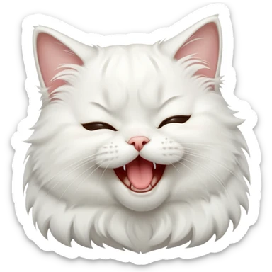 Sleepy white cat yawning sticker