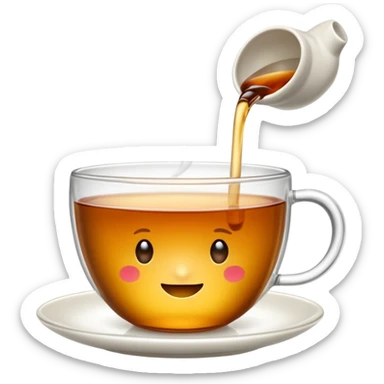 Une tasse de thé chaude avec le sachet de thé qui infuse. sticker