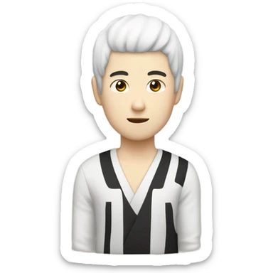 man from japan, white skin, black hair sticker