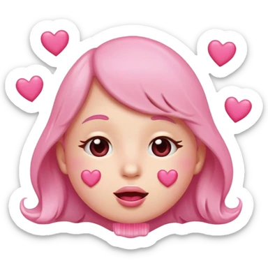 
A drooling, love-struck face emoji with floating pink hearts sticker