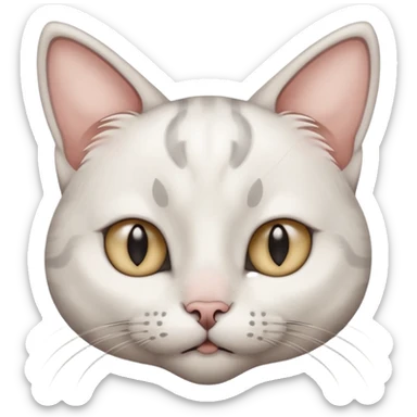 autistic cat that is white with grey ears side eyeing  sticker