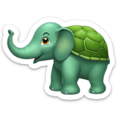 Tortue sur un éléphant sticker