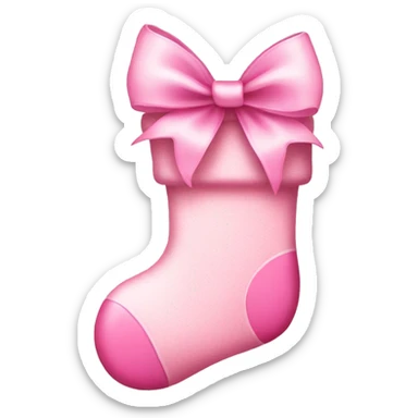  light pink Christmas stocking with big pink bow sticker
