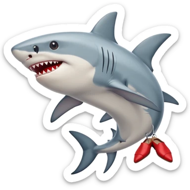 un requin avec des chausures rougr sticker